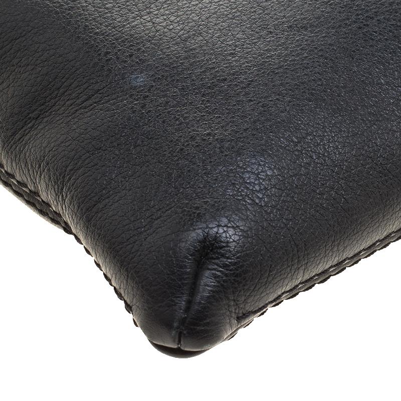 Carolina Herrera Black Leather Envelope Shoulder Bag 5
