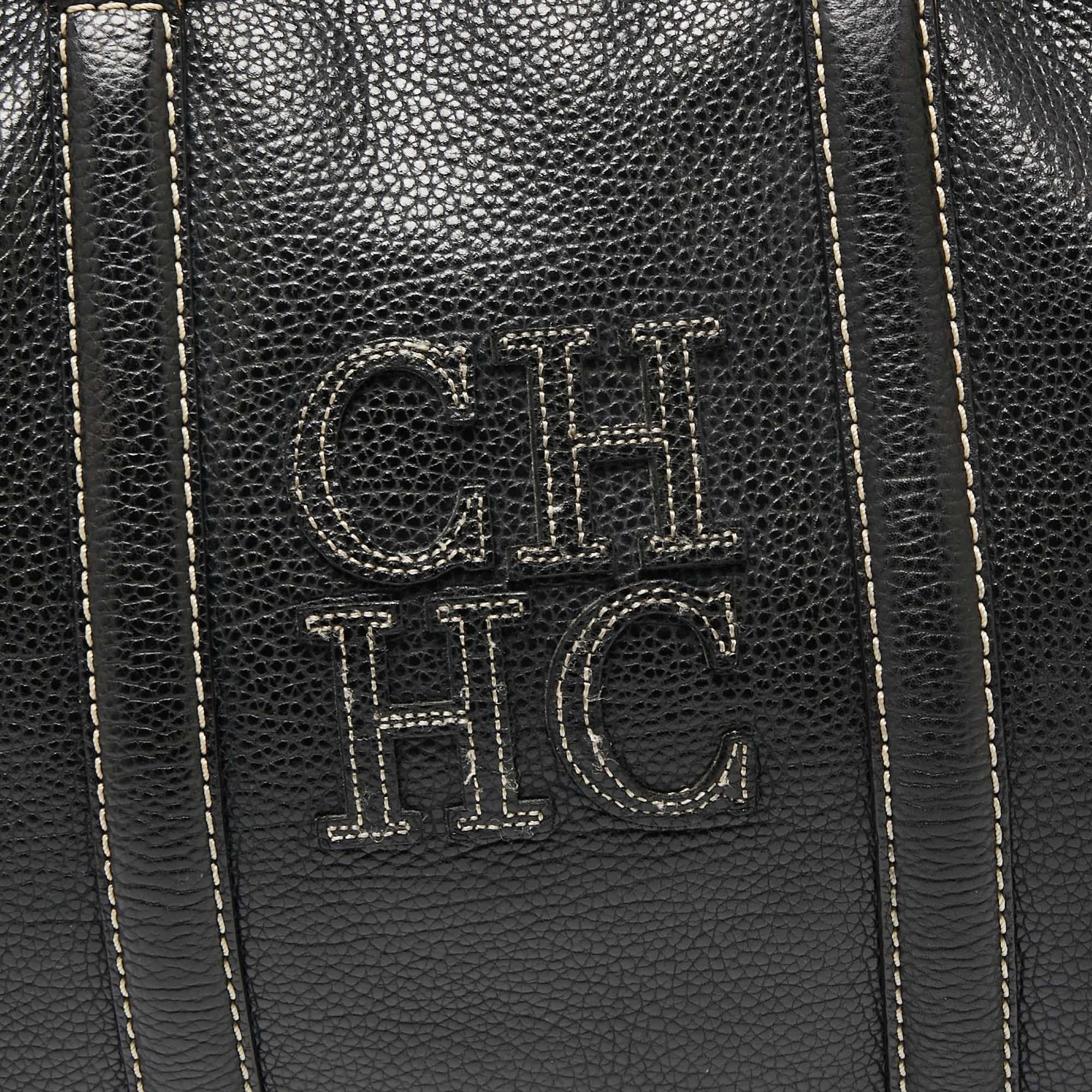 Carolina Herrera Black Leather Large Matteo Tote 2