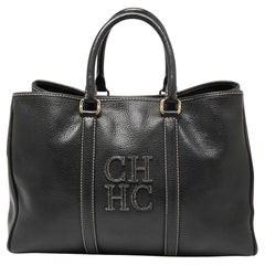 Carolina Herrera Große Matteo Tote aus schwarzem Leder