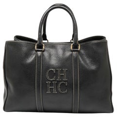 Carolina Herrera Black Leather Large Matteo Tote