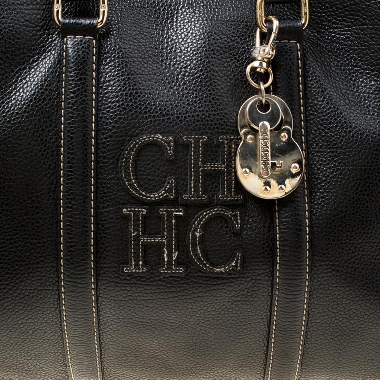 Carolina Herrera Black Leather Matteo Tote For Sale at 1stDibs