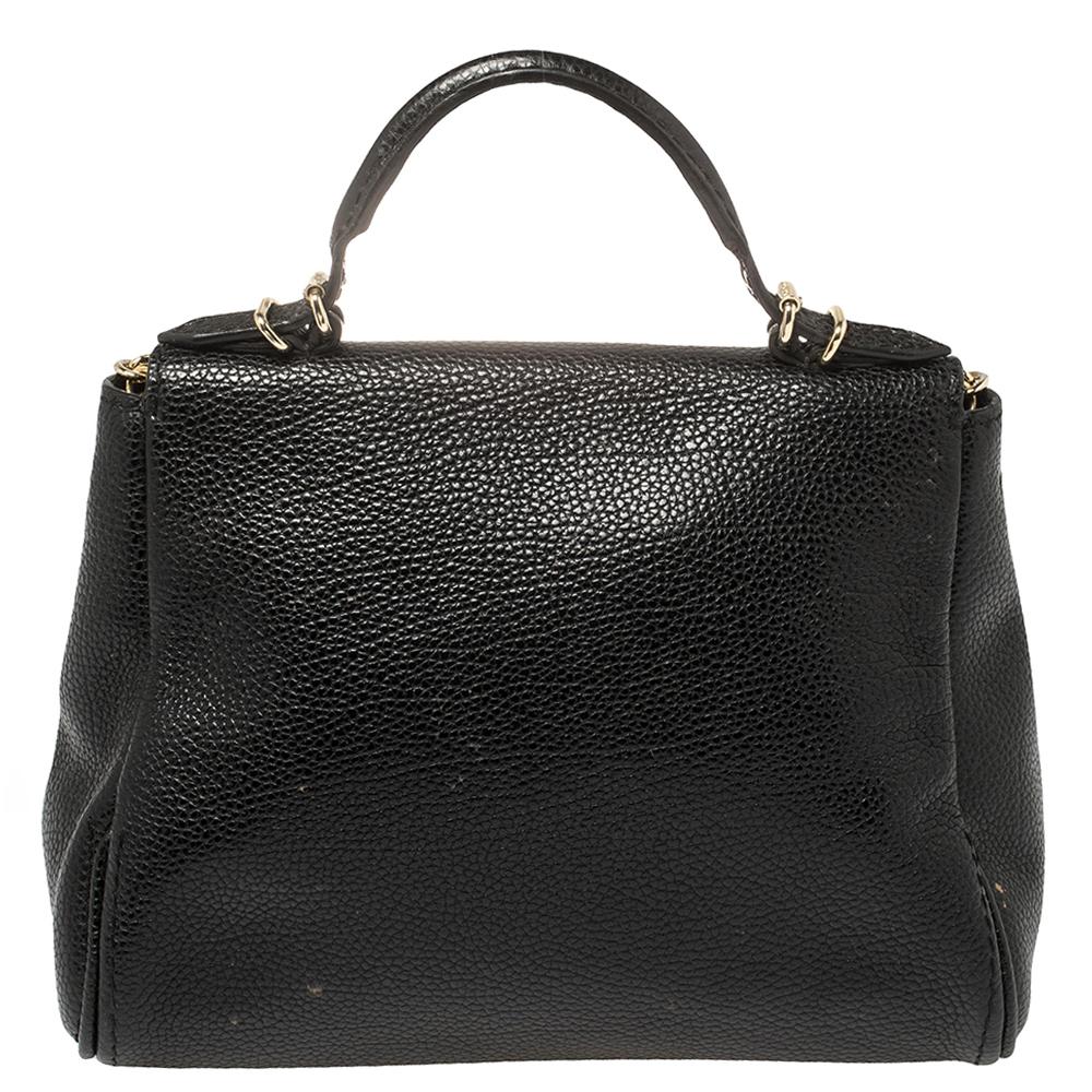 Women's Carolina Herrera Black Leather Minueto Top Handle Bag