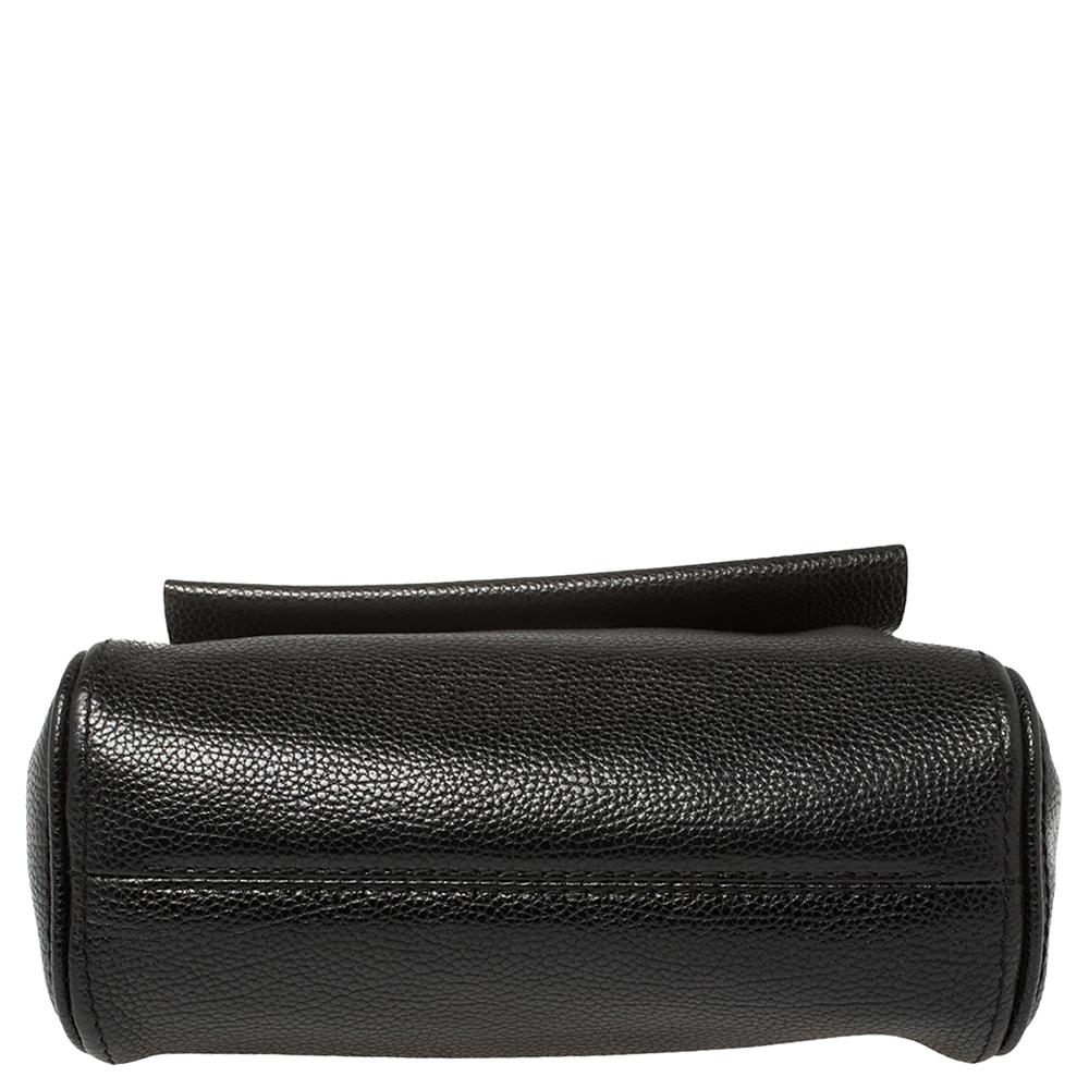 Carolina Herrera Black Leather Minueto Top Handle Bag 1