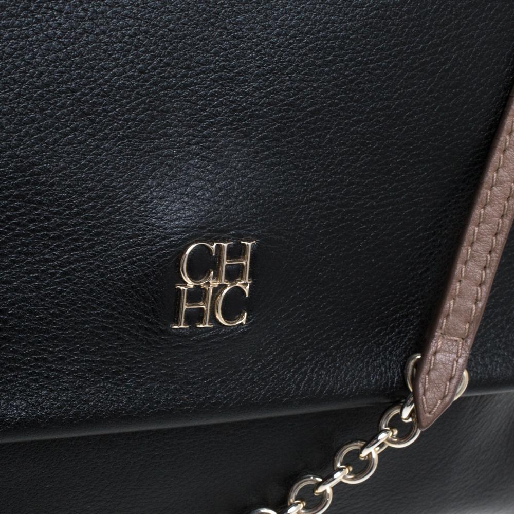 Carolina Herrera Black Leather Minuetto Flap Top Handle Bag 6