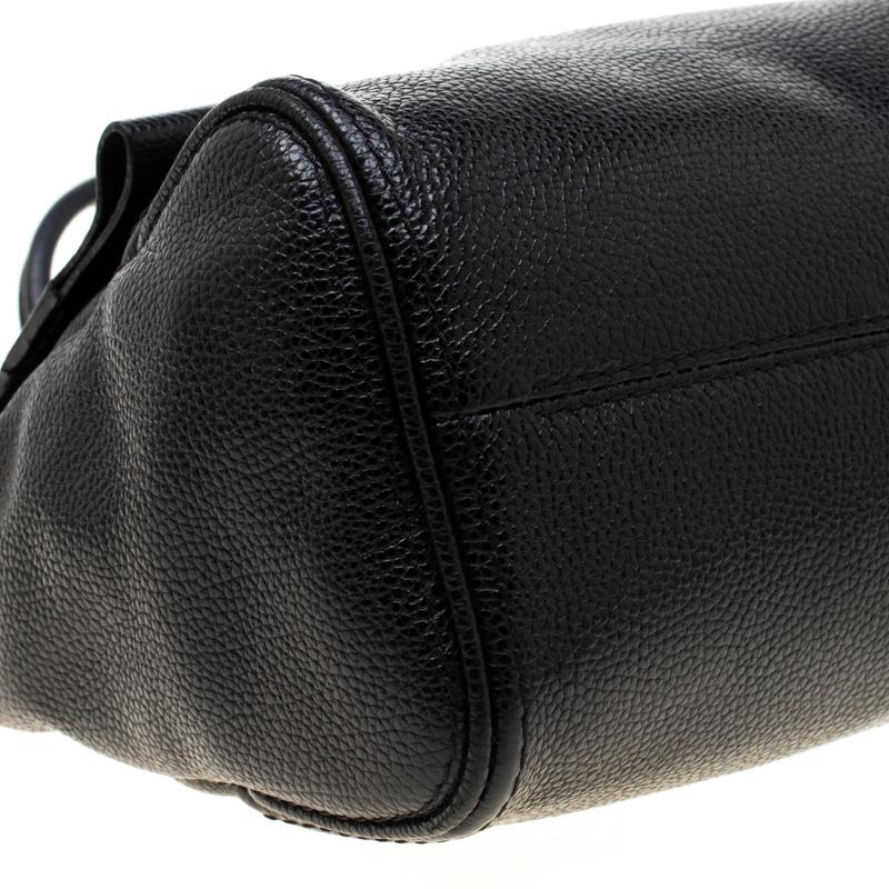 Carolina Herrera Black Leather Minuetto Flap Top Handle Bag 2