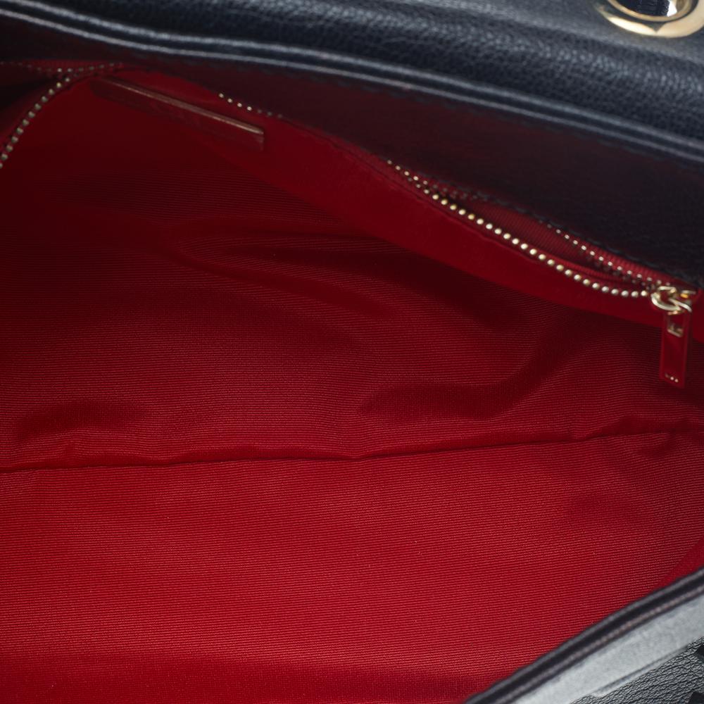 Carolina Herrera Black Leather Monogram Embossed Minuetto Top Handle Bag In Good Condition In Dubai, Al Qouz 2