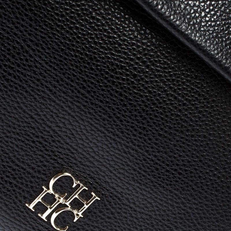 Carolina Herrera Black Leather Tempo Collection Adagio Tote For Sale 3