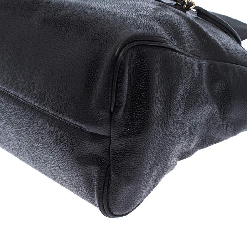 Carolina Herrera Black Leather Tempo Collection Adagio Tote For Sale 4