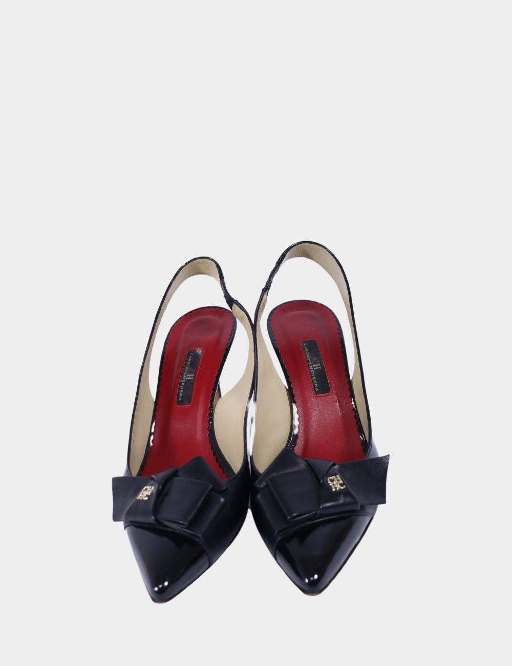 Noir Carolina Herrera - Escarpins noirs avec logo, taille EU 40
