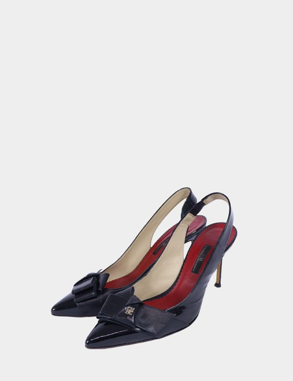 Carolina Herrera - Escarpins noirs avec logo, taille EU 40 Bon état à Amman, JO