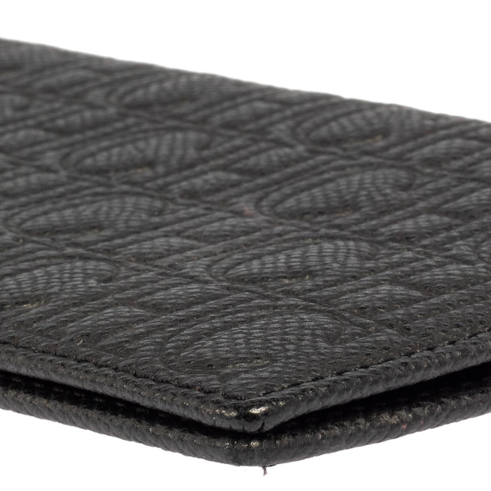 Carolina Herrera Black Monogram Embossed Leather Bifold Long Wallet 4
