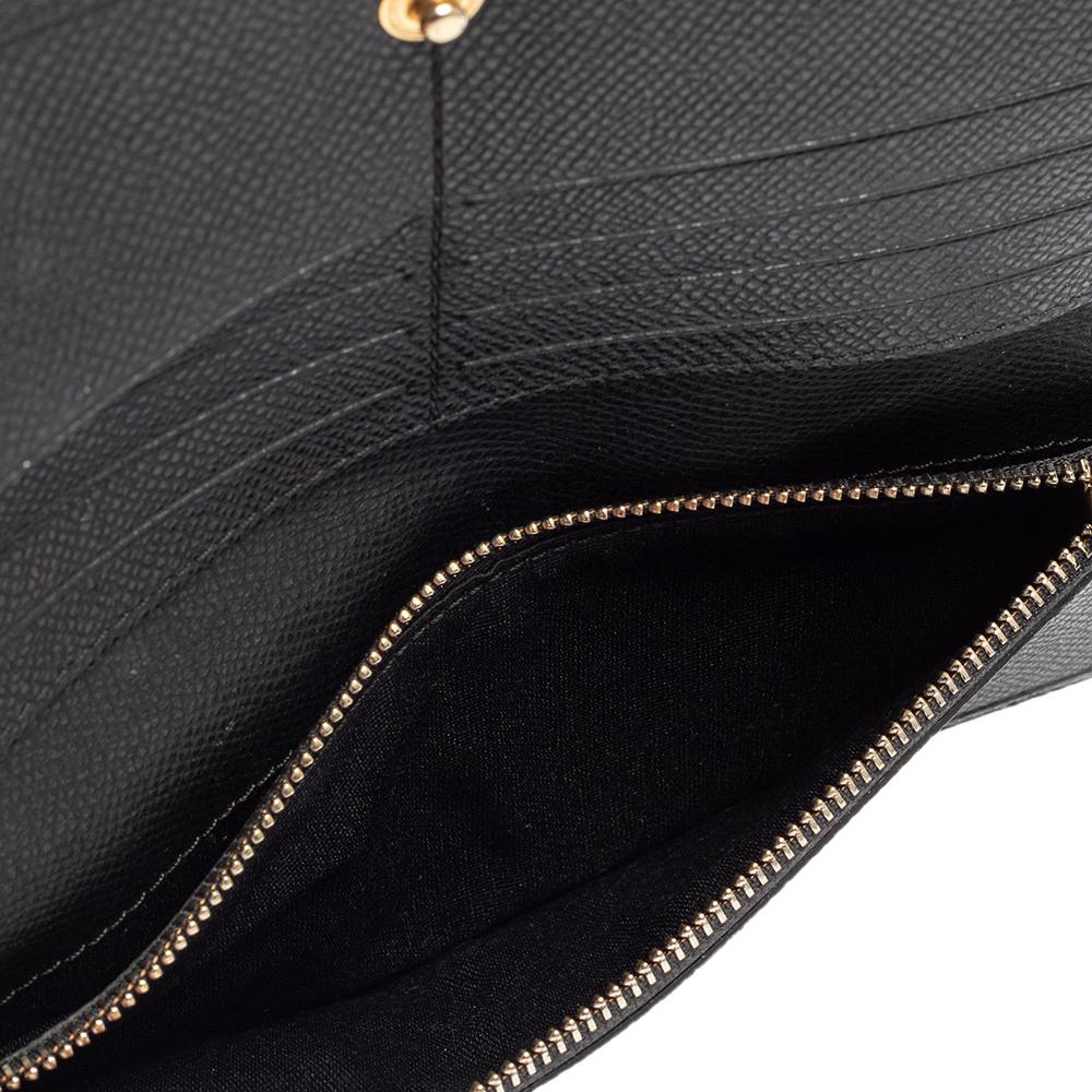 Carolina Herrera Black Monogram Embossed Leather Bifold Long Wallet 1