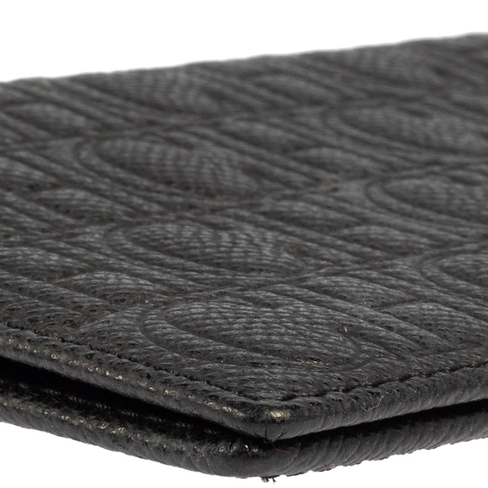 Carolina Herrera Black Monogram Embossed Leather Bifold Long Wallet 3