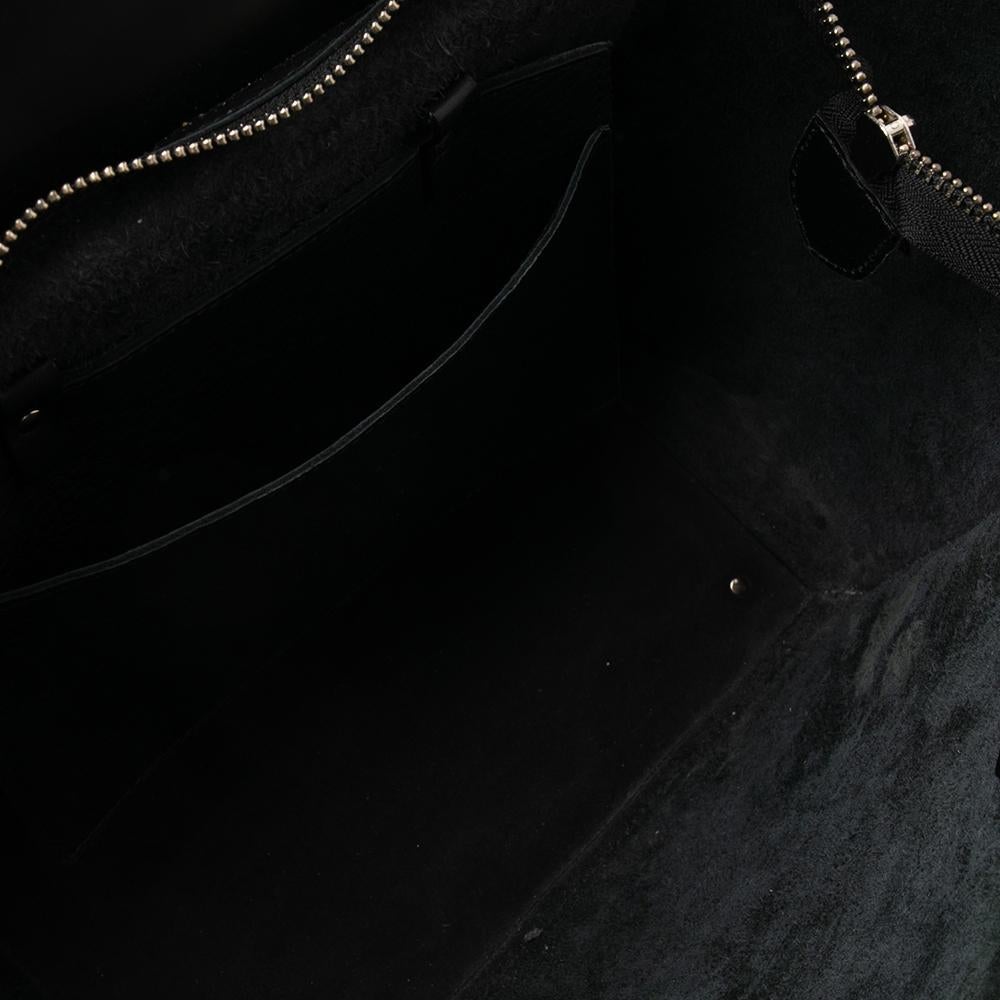 Carolina Herrera Black Monogram Embossed Leather Vendome Tote 2