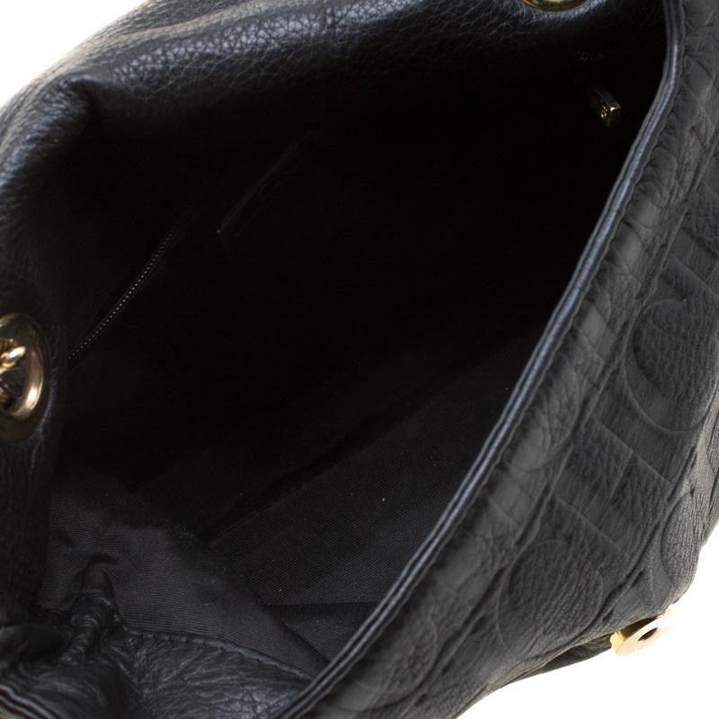Carolina Herrera Black Monogram Leather Audrey Shoulder Bag 5