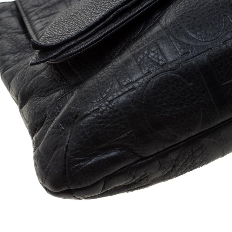 Carolina Herrera Black Monogram Leather Audrey Shoulder Bag 1