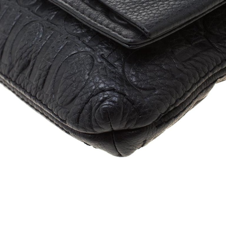 Carolina Herrera Black Monogram Leather Audrey Shoulder Bag For Sale at ...