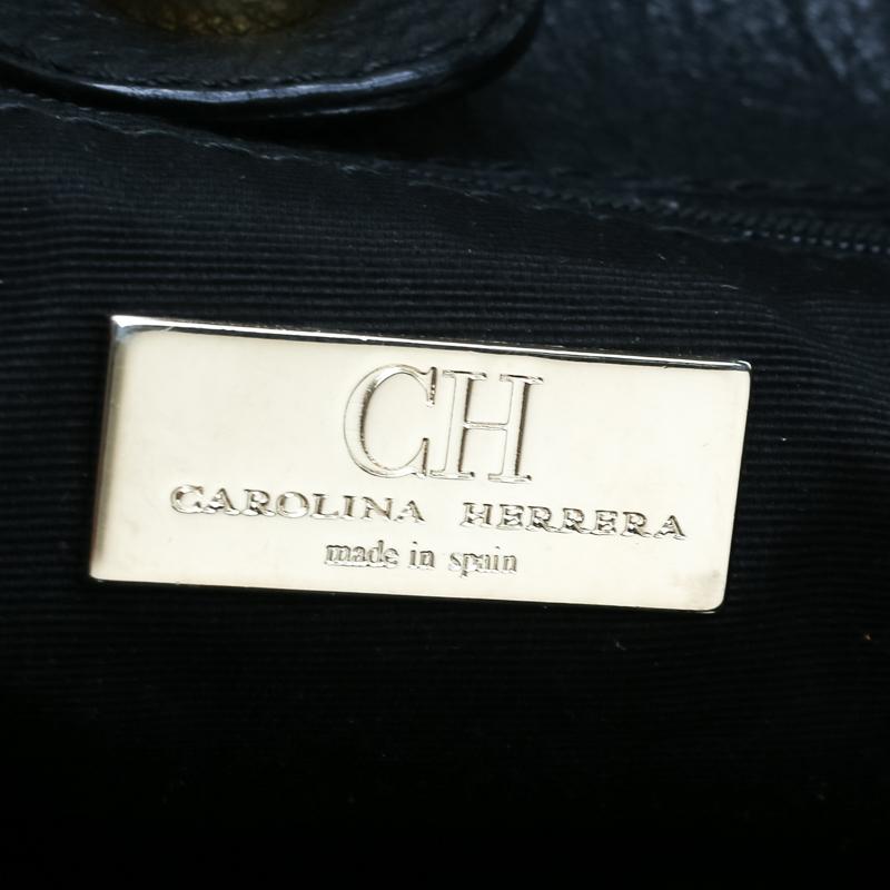 Carolina Herrera Black Monogram Leather Audrey Tote 1