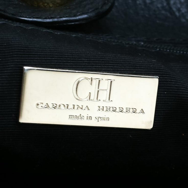 Carolina Herrera Black Monogram Leather Audrey Tote For Sale at 1stDibs