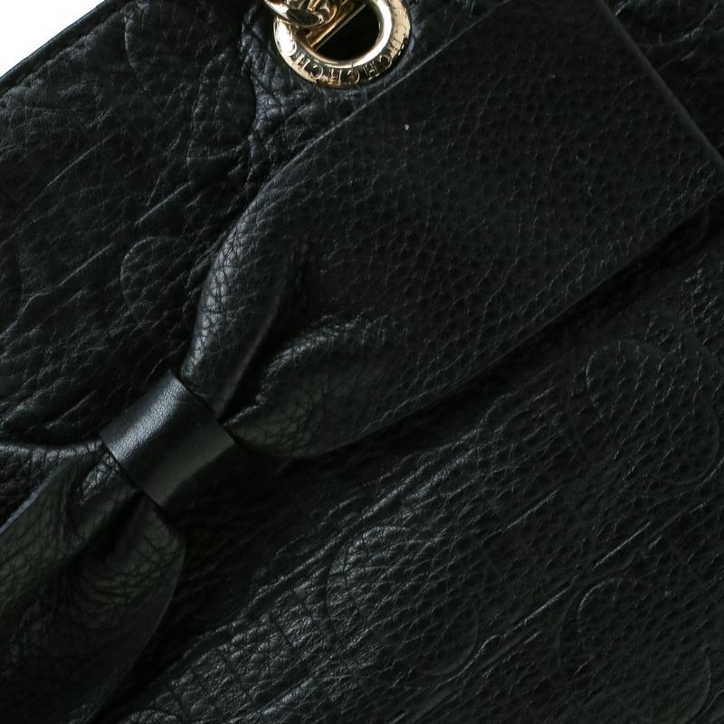 Carolina Herrera Black Monogram Leather Audrey Tote 3
