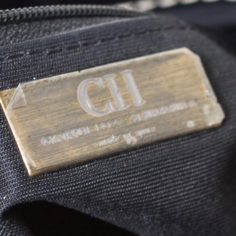 Carolina Herrera Black Monogram Patent Leather Shoulder Bag at 1stDibs