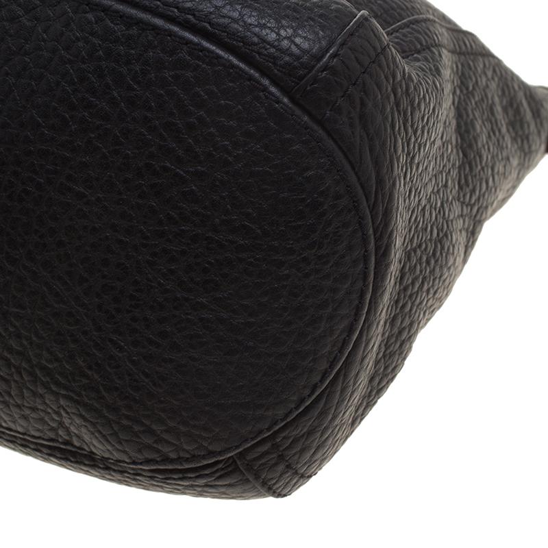 Carolina Herrera Black Pebbled Leather Hobo 6