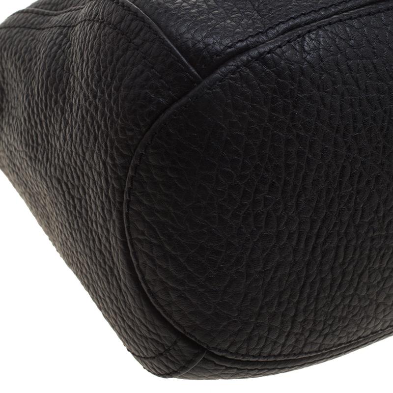 Carolina Herrera Black Pebbled Leather Hobo 5