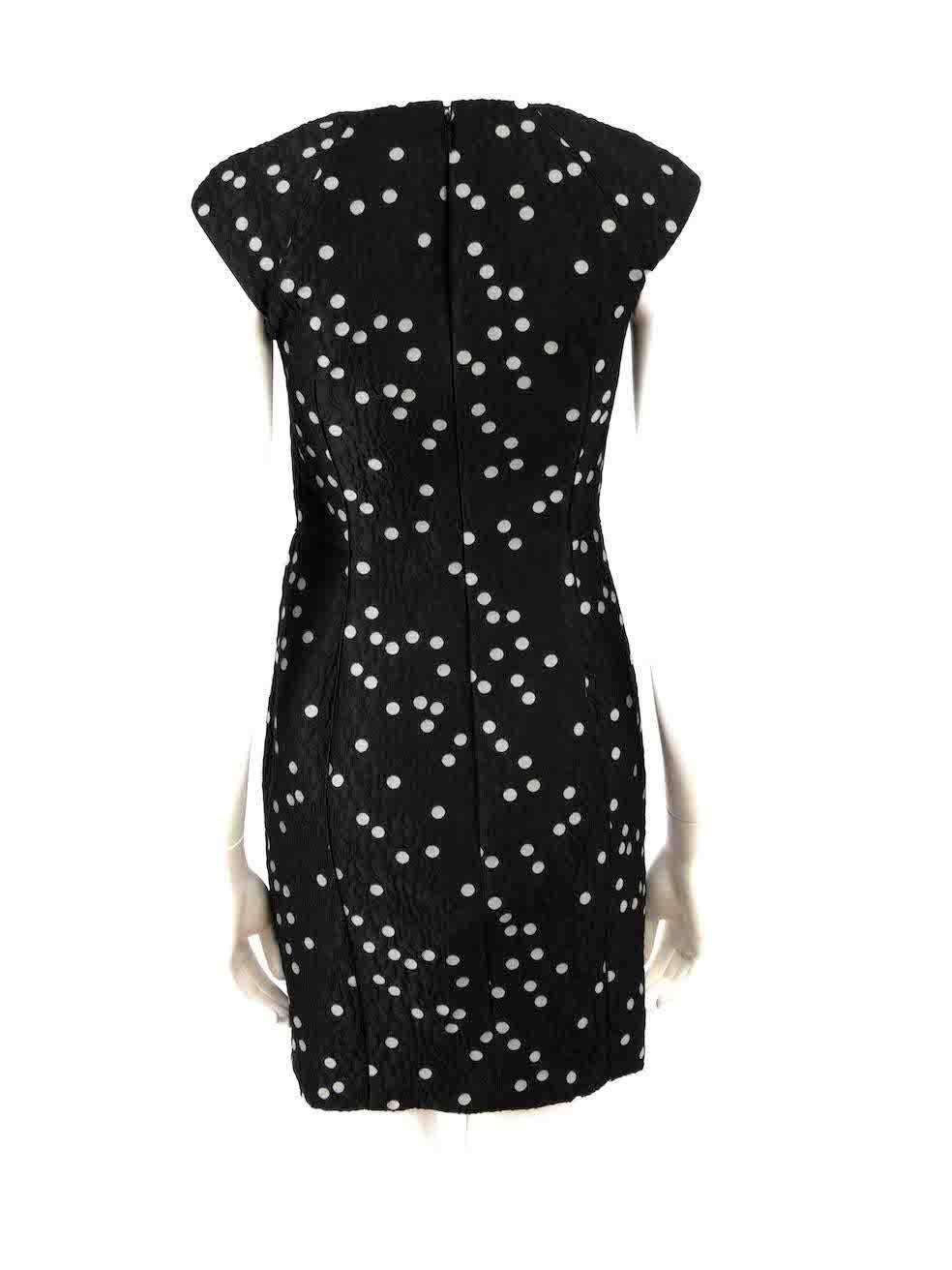 Carolina Herrera Black Polka Dot Jacquard Dress Size XS In Good Condition For Sale In London, GB