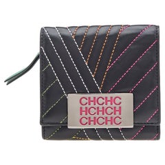 Carolina Herrera Black Quilted Leather Compact Wallet