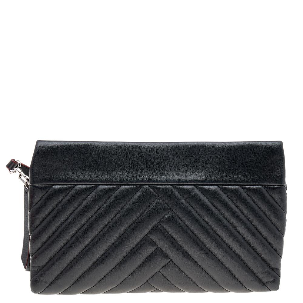 Carolina Herrera Black Quilted Leather Front Zip Crossbody Bag 4
