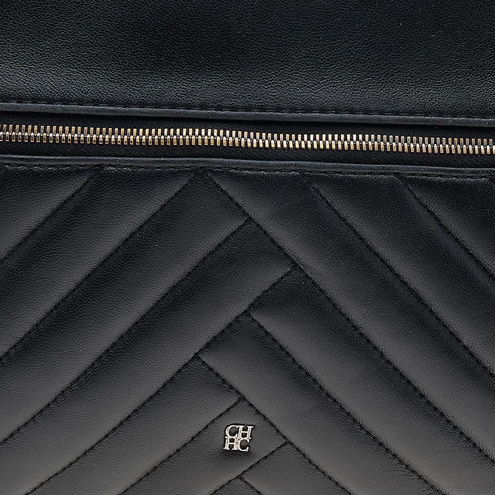 Carolina Herrera Black Quilted Leather Front Zip Crossbody Bag 2