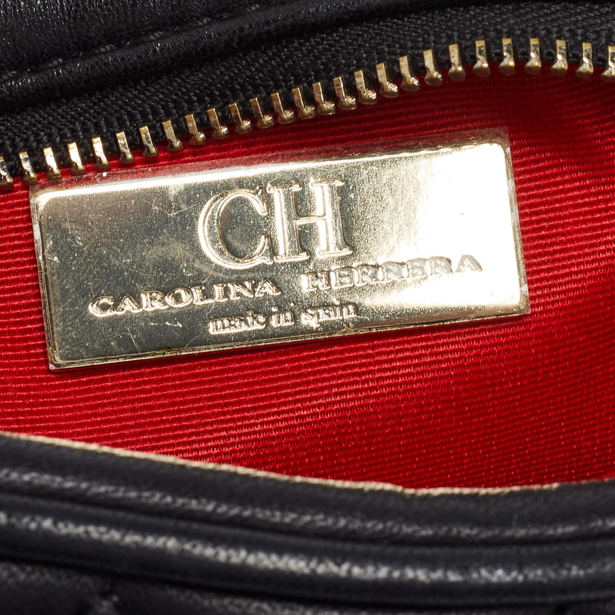 Carolina Herrera Black Quilted Leather Mini Chain Crossbody Bag 4
