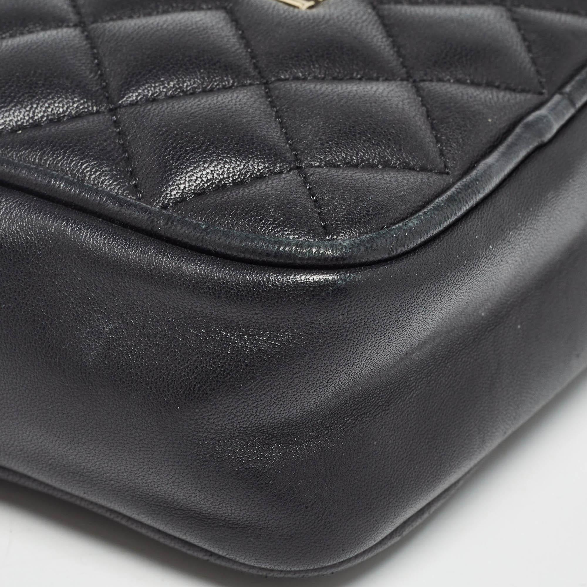 Carolina Herrera Black Quilted Leather Mini Chain Crossbody Bag 5