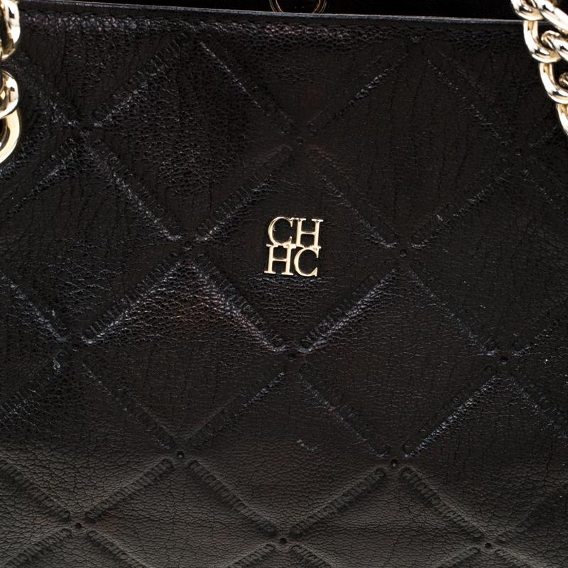 Carolina Herrera Black Quilted Leather Shopper Tote 6