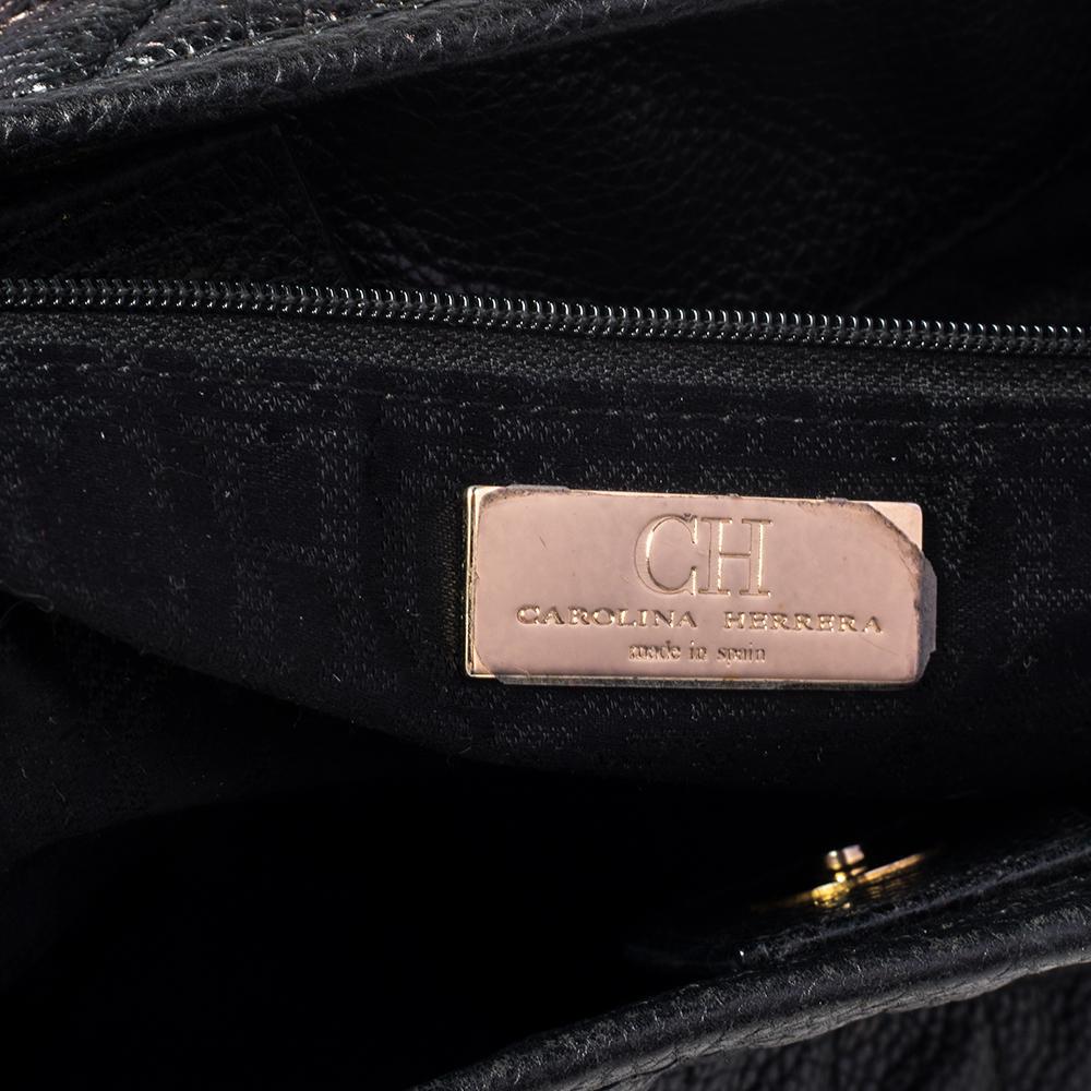 Carolina Herrera Black Quilted Leather Tassel Chain Hobo 3