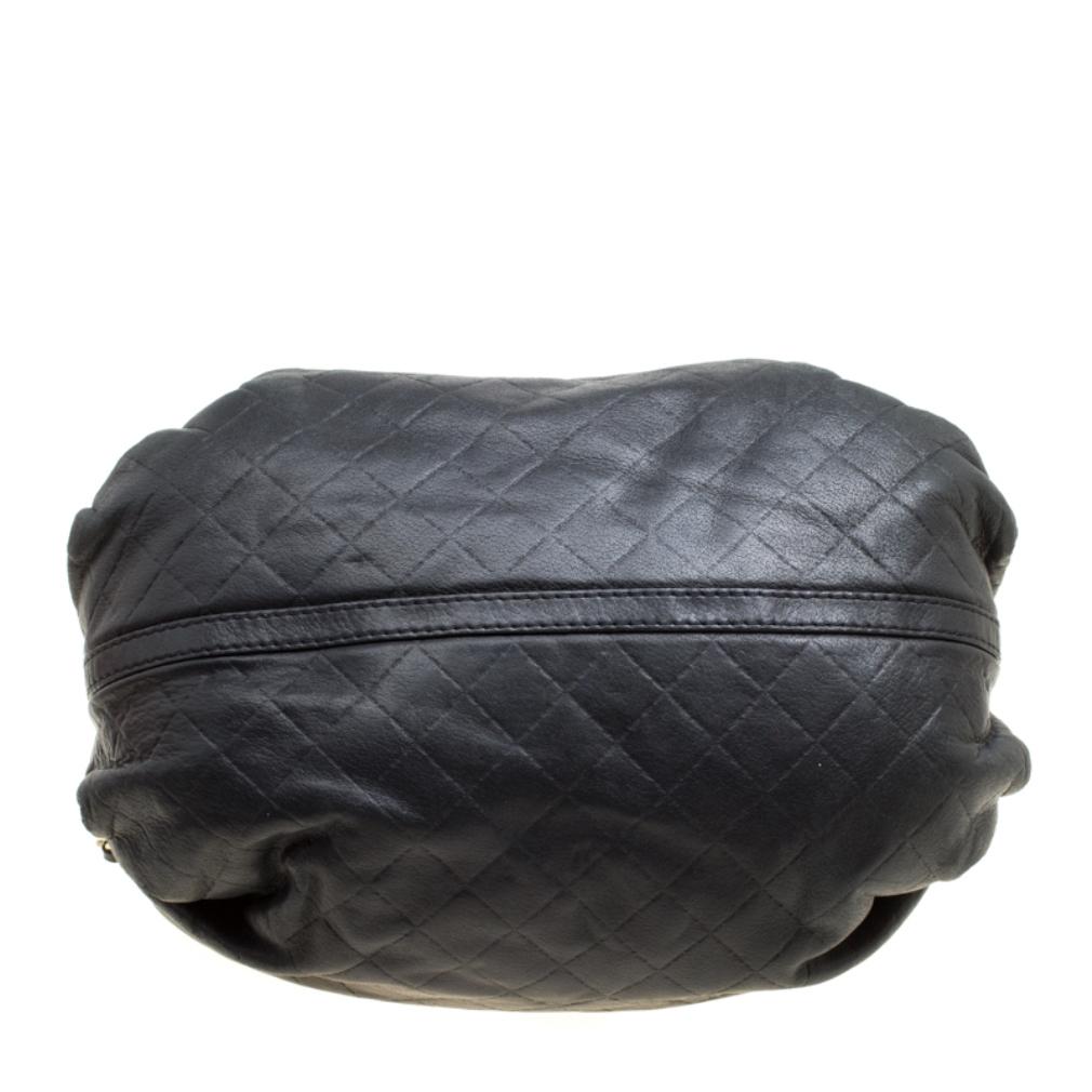 Carolina Herrera Black Quilted Leather Top Handle Bag 1