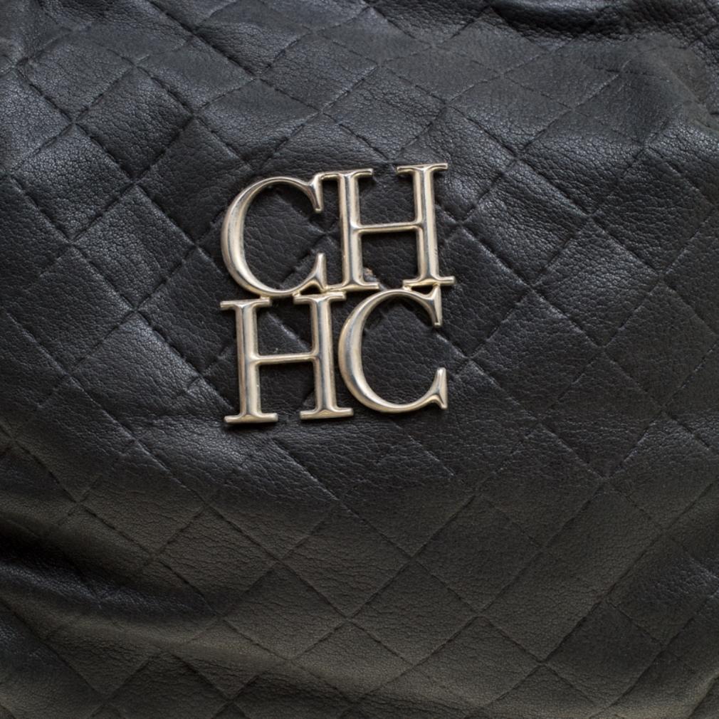 Carolina Herrera Black Quilted Leather Top Handle Bag 4