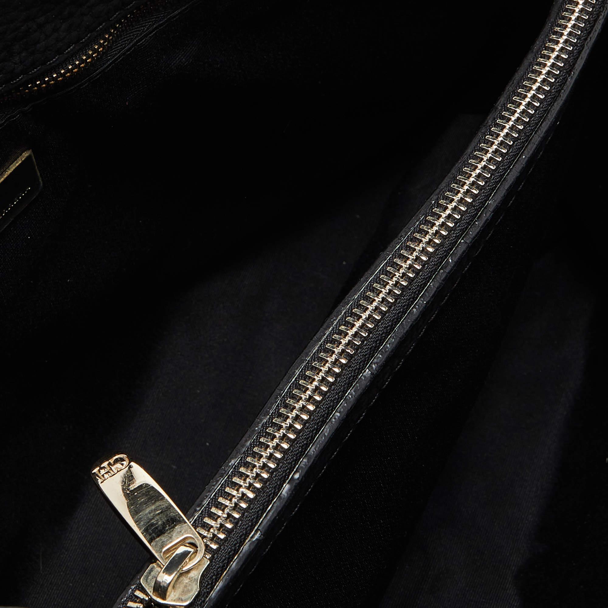 Carolina Herrera Black Quilted Logo Embossed Nubucke Leather Chain Tote 1