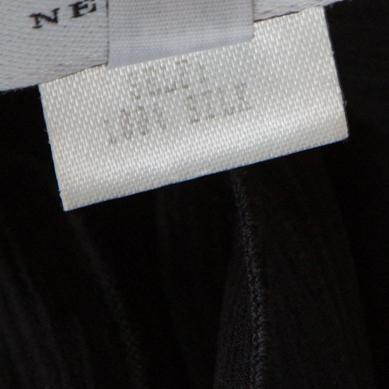 Women's Carolina Herrera Black Ruffled Silk Chiffon Neck Tie Detail Sheer Blouse M