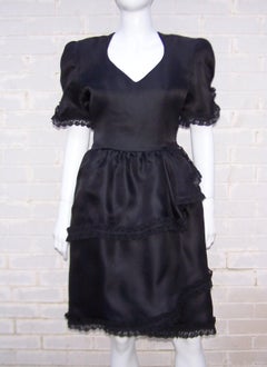 Carolina Herrera Black Silk Dress With Lace Details