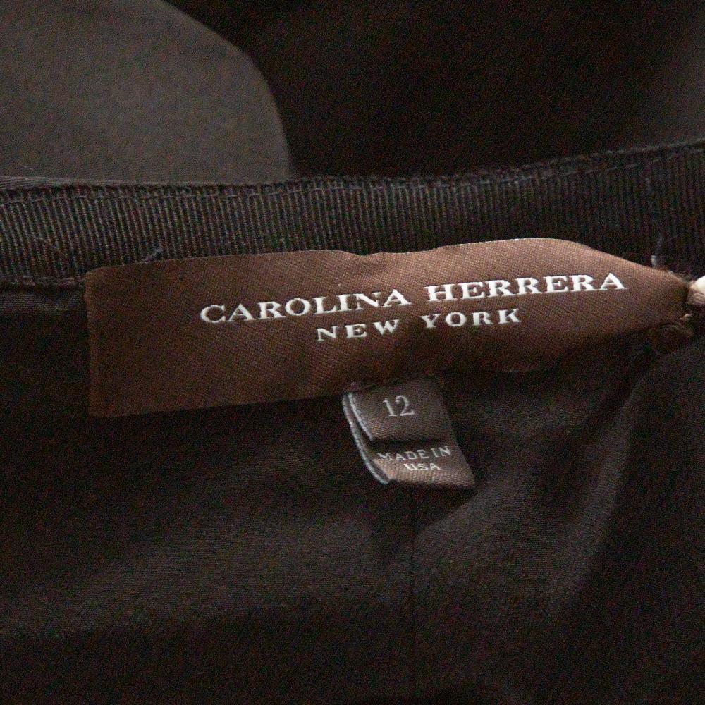Carolina Herrera Black Silk Fit & Flare Long Skirt L In Good Condition In Dubai, Al Qouz 2