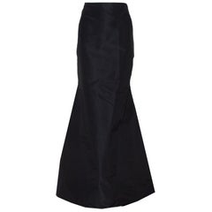 Carolina Herrera Black Silk Fit & Flare Long Skirt L