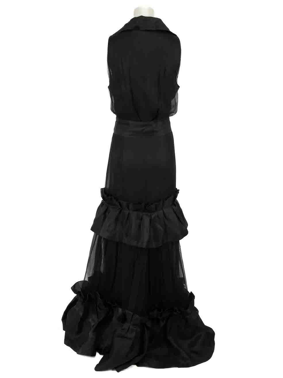 Carolina Herrera Black Silk Ruffled Maxi Dress Size M In Excellent Condition In London, GB