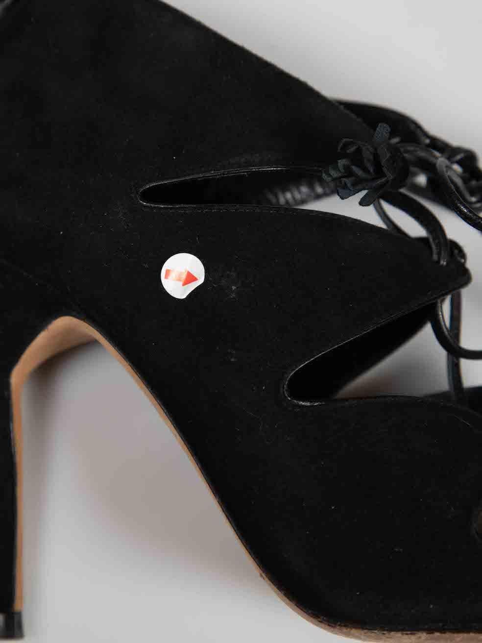 Carolina Herrera Black Suede Lace Up Ankle Heels Size IT 37 For Sale 1