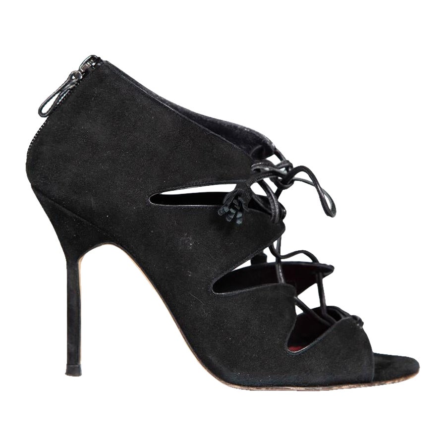 Carolina Herrera Sandales à lacets en daim noir Taille IT 37