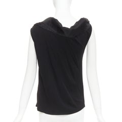 CAROLINA HERRERA black viscose silk bow asymmetric vest top S