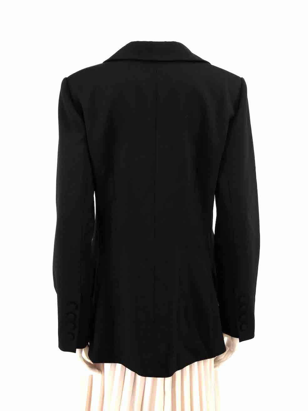 Carolina Herrera Black Wool Satin Lapel Tuxedo Jacket Size XXL In New Condition For Sale In London, GB