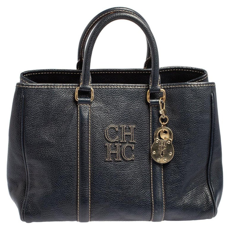 Carolina Herrera Blue Leather Andy Boston Bag