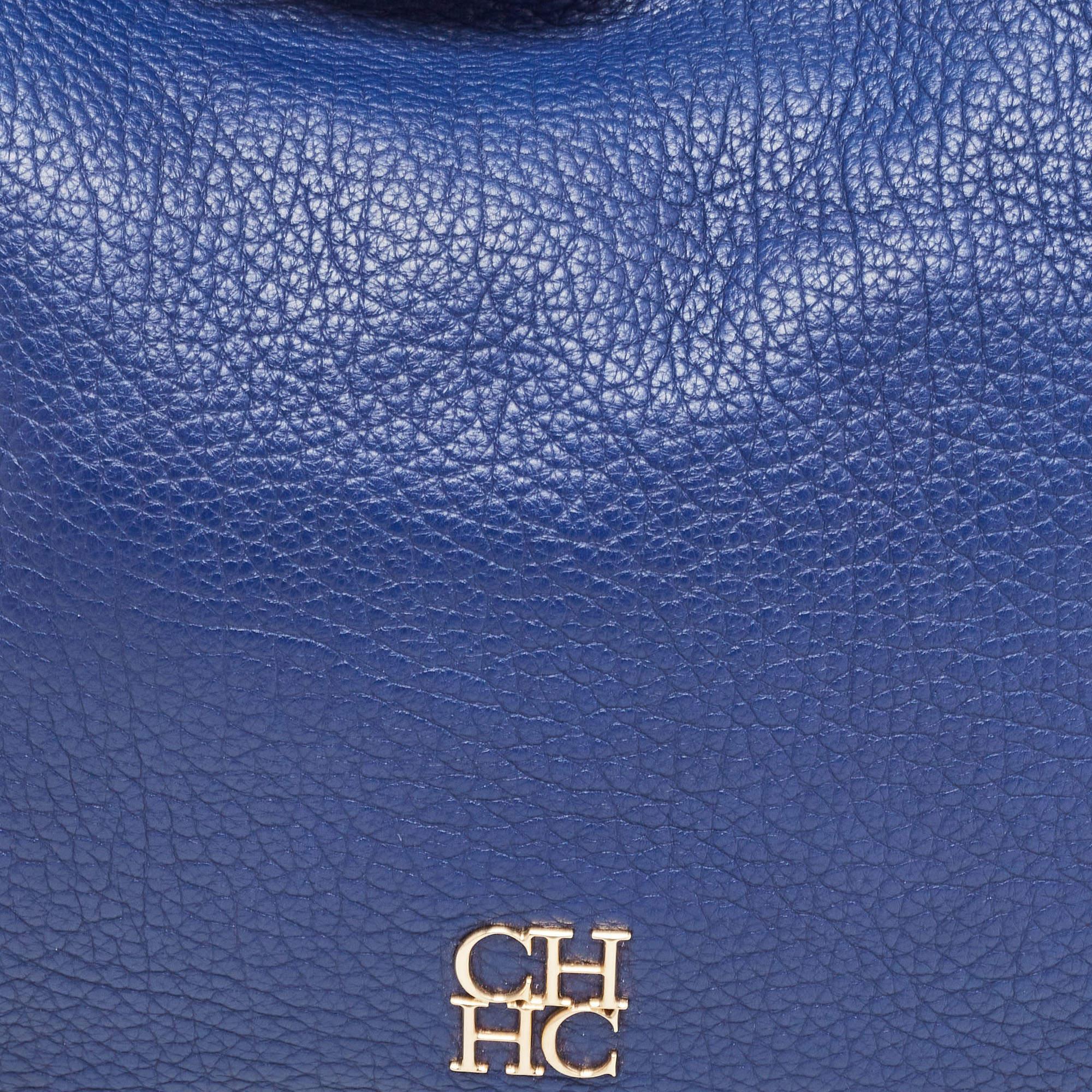 Carolina Herrera Blue Leather Chain Tassel Hobo For Sale 1