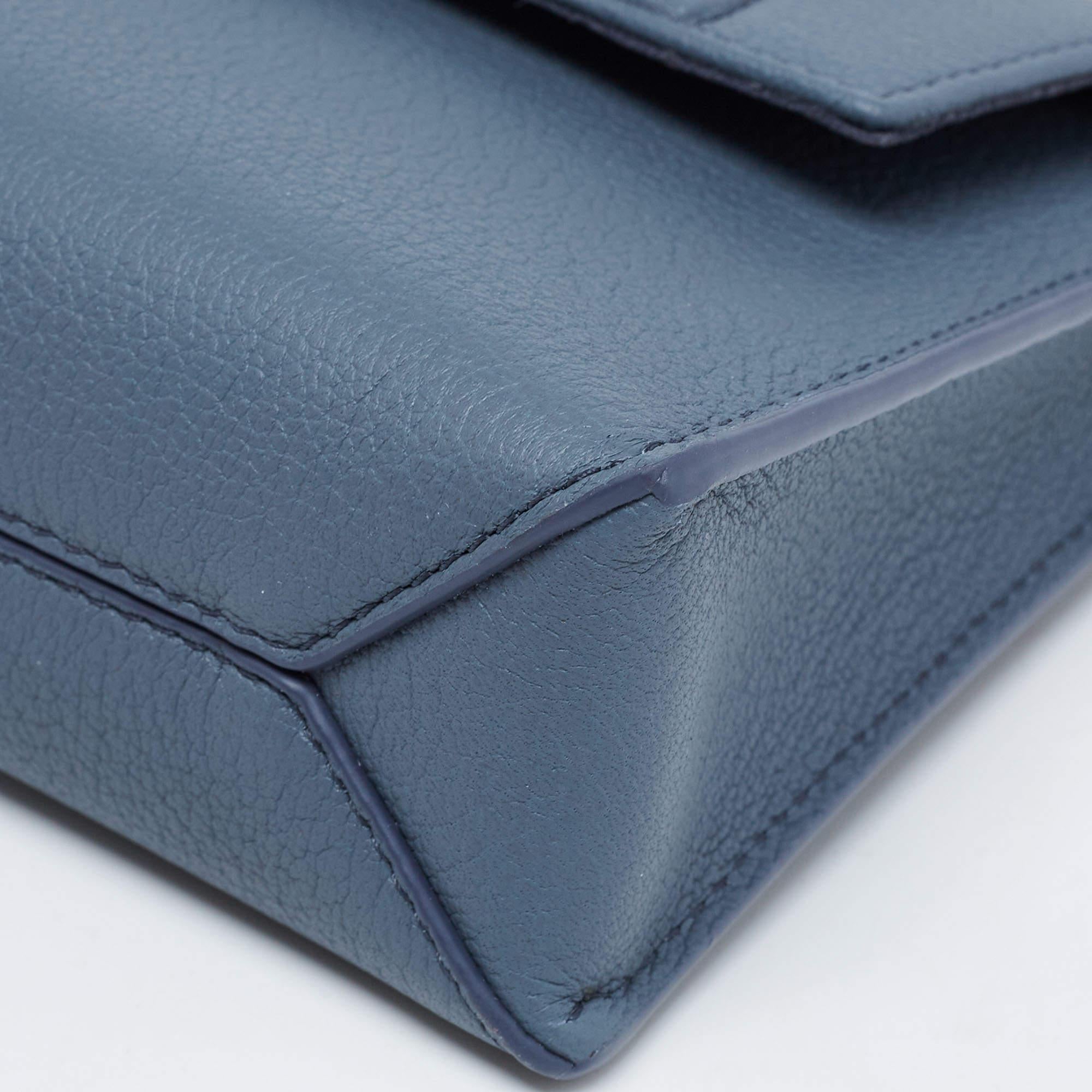Carolina Herrera Blue Leather Doma Insignia Top Handle Bag 6